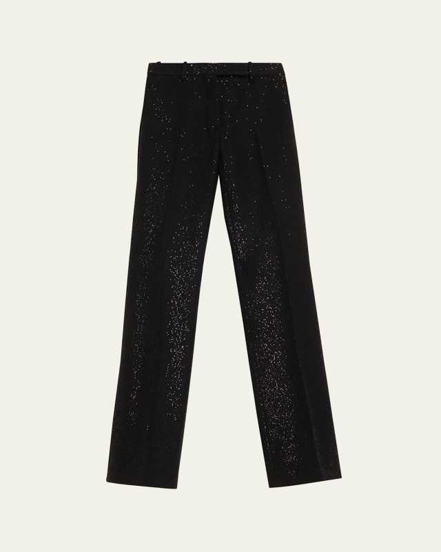 Sequined Crepe Straight-Leg Pants
